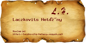 Laczkovits Hetény névjegykártya